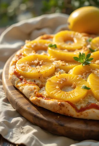 Pizza ai Frutti Tropicali với trái cây nhiệt đới và ricotta